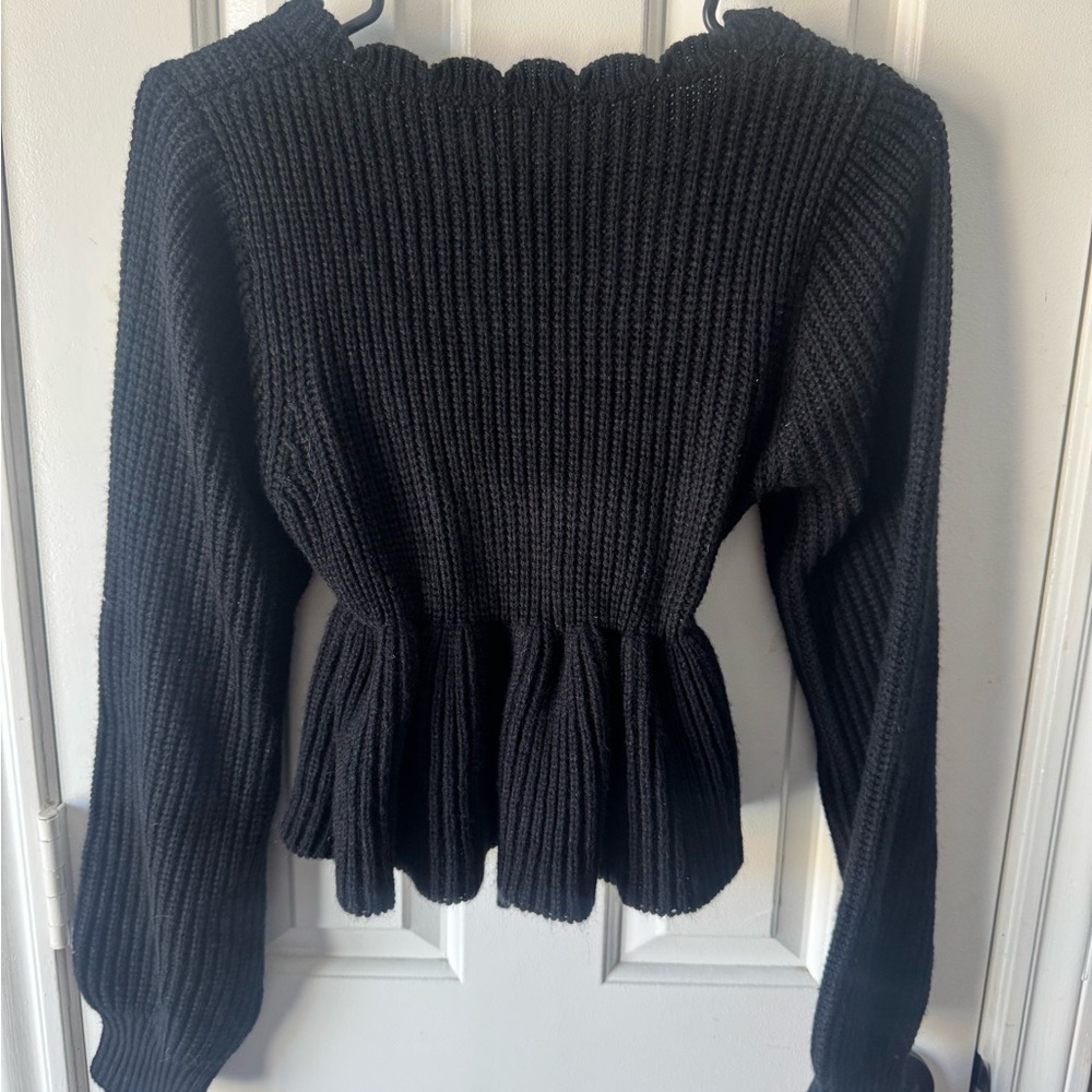 Black Ribbed Knit Sweater - Picture 2 of 2